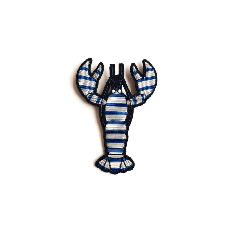Broche brodée Homard rayé
