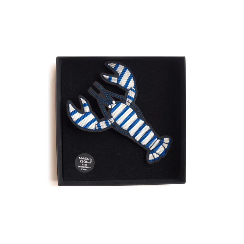 Broche brodée Homard rayé