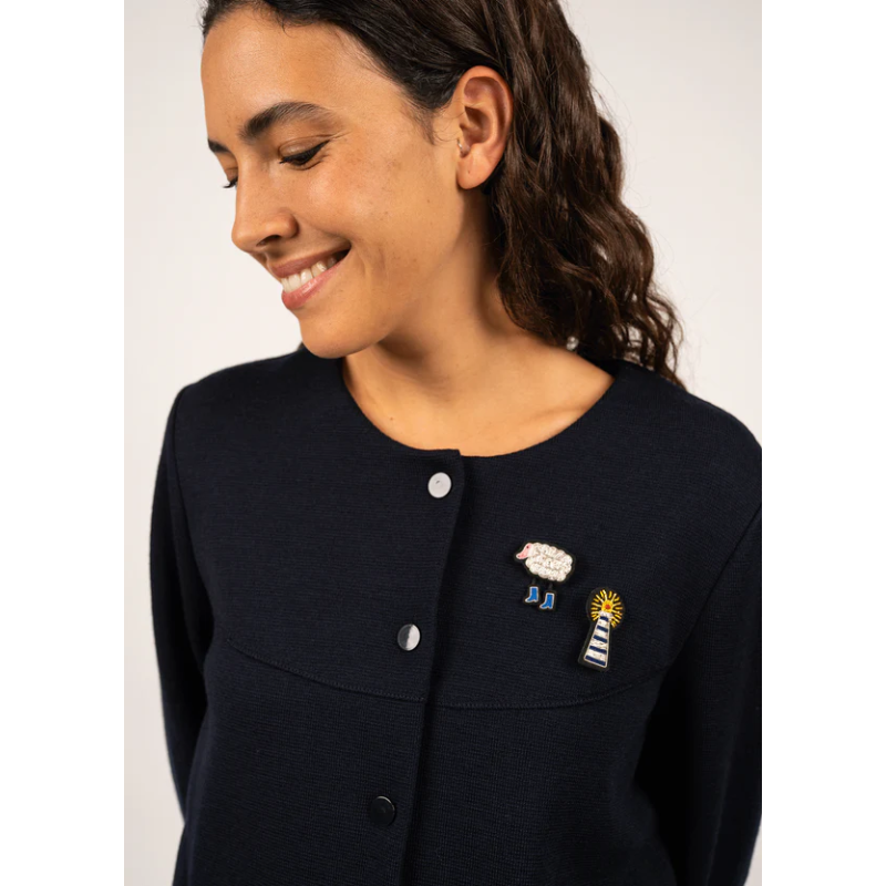 Broche brodée Mouton en bottes