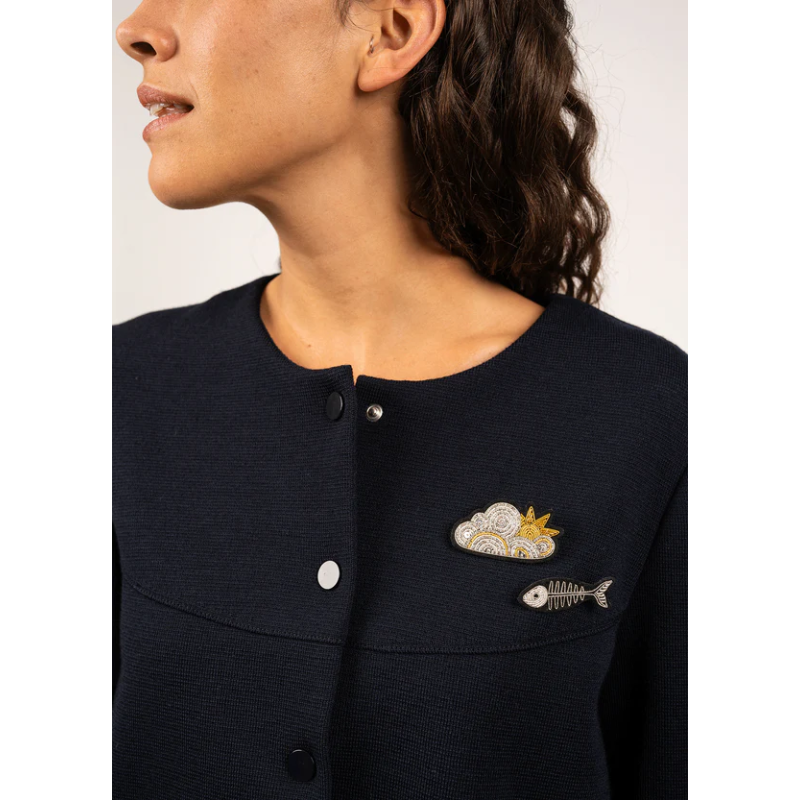 Broche brodée Nuageux