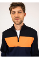 Pull Bayeux à col montant navy/orange fluo