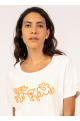T-shirt Sandy floral craie / orange fluo