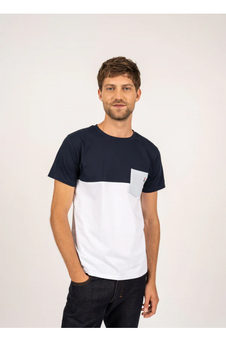 T-shirt Cyriac tricolore blanc/marine/ciel