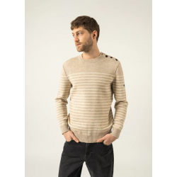 Pull binic marin rayé beige / ecru