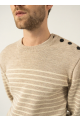 Pull binic marin rayé beige / ecru