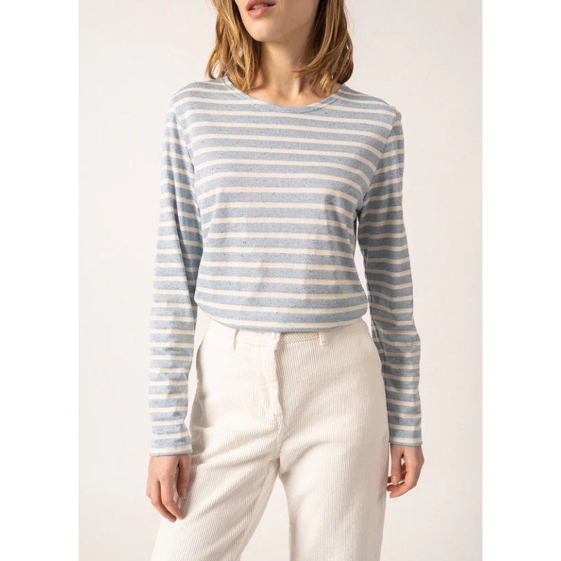 Marinière Minquidame à paillettes Ciel / Ecru