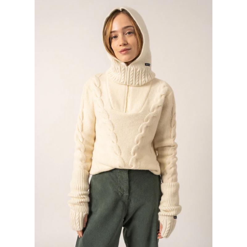 Cagoule en Laine Blanc d'Hiver