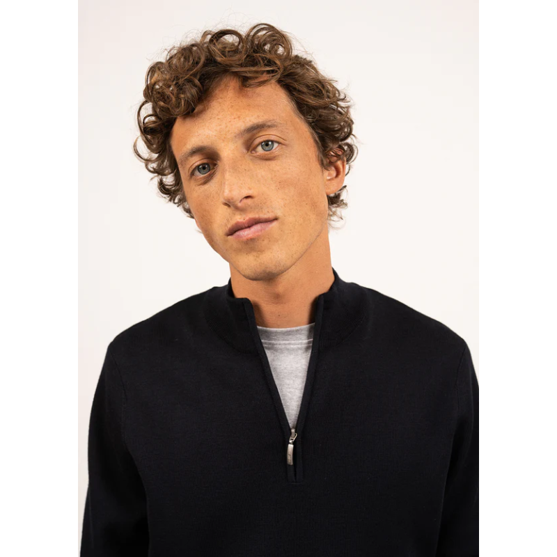 Pull col montant zippé Crossley Navy