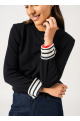 Pull Quille Laine et Coton Navy