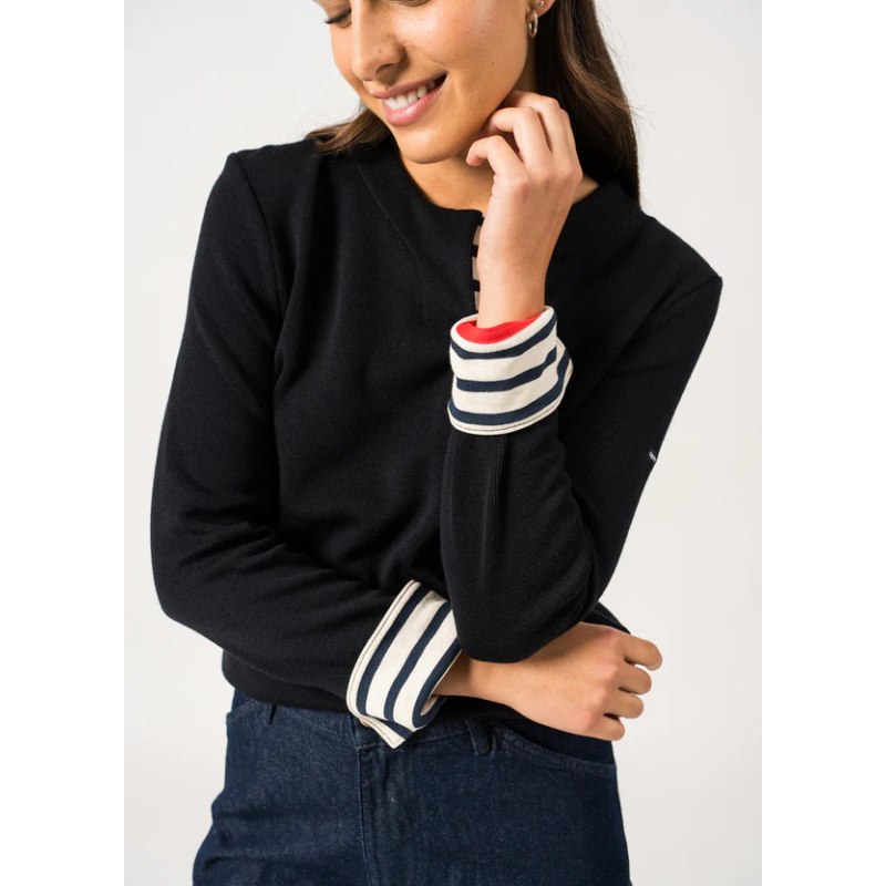 Pull Quille Laine et Coton Navy