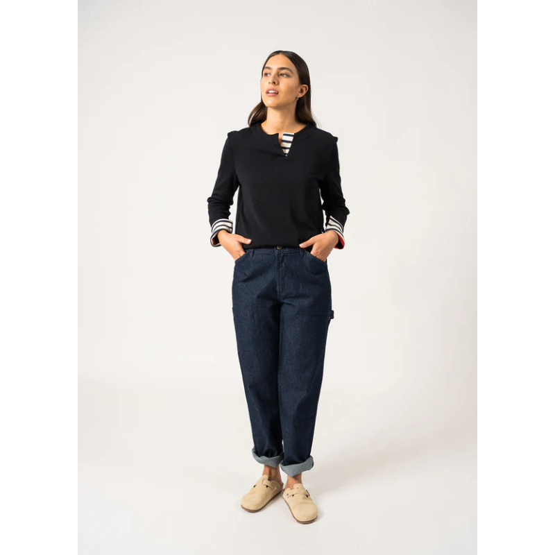 Pull Quille Laine et Coton Navy