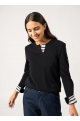 Pull Quille Laine et Coton Navy