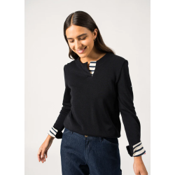 Pull Quille Laine et Coton Navy
