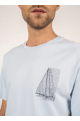 T-shirt coton Pima motif bateau Cédric ciel