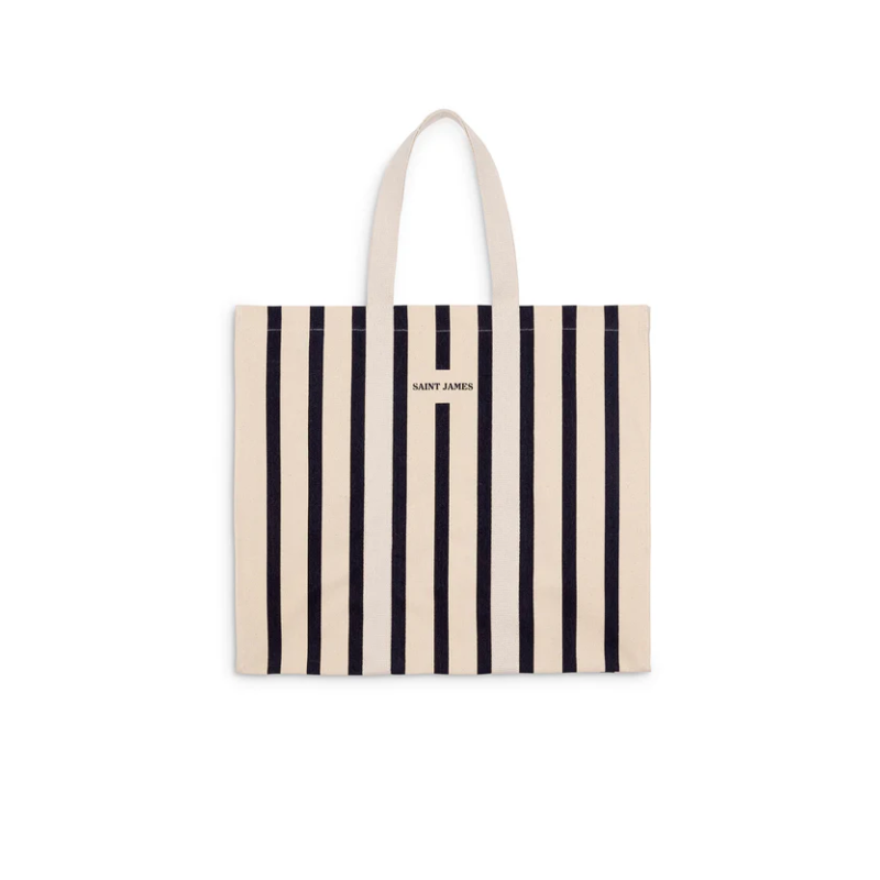 Sac cabas rayé ecru/marine