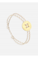 Bracelet bouton Or/Rayé Blanc/Beige