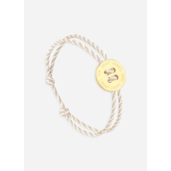 Bracelet bouton Or/Rayé Blanc/Beige
