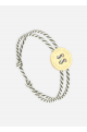 Bracelet bouton Or/rayé Blanc/Kaki