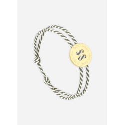 Bracelet bouton Or/rayé Blanc/Kaki