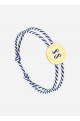 Bracelet bouton Or/rayé Blanc/Marine