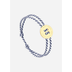 Bracelet bouton Or/rayé Blanc/Marine