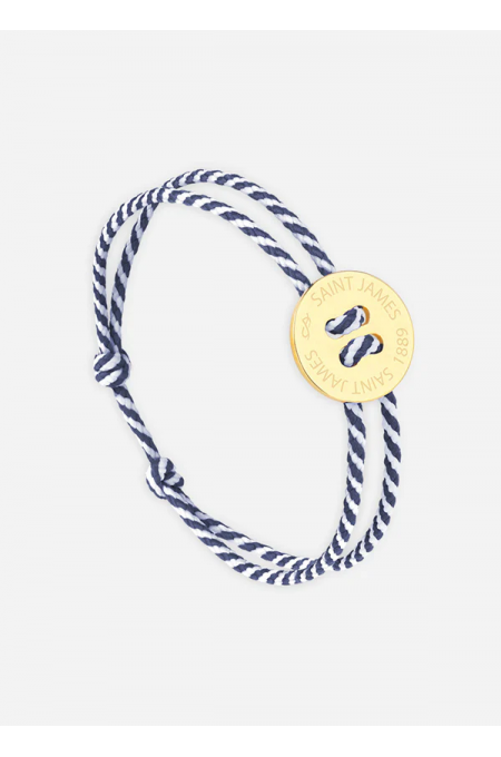 Bracelet bouton Or/rayé Blanc/Marine