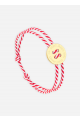 Bracelet bouton Or/rayé Blanc/Rouge