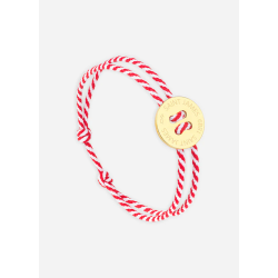 Bracelet bouton Or/rayé Blanc/Rouge