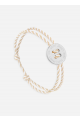 Bracelet bouton Argent/rayé Blanc/Beige