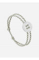 Bracelet bouton Argent/rayé Blanc/Kaki