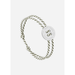 Bracelet bouton Argent/rayé Blanc/Kaki