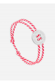 Bracelet bouton Argent/rayé Blanc/Rouge