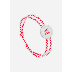 Bracelet bouton Argent/rayé Blanc/Rouge