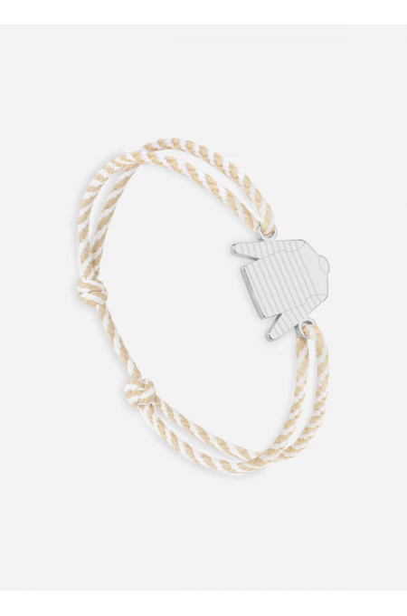 Bracelet Marinière Argent/rayé Blanc/Beige