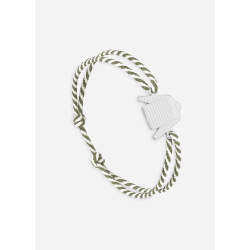 Bracelet Marinière Argent/rayé Blanc/Kaki