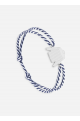 Bracelet Marinière Argent/rayé Blanc/Marine