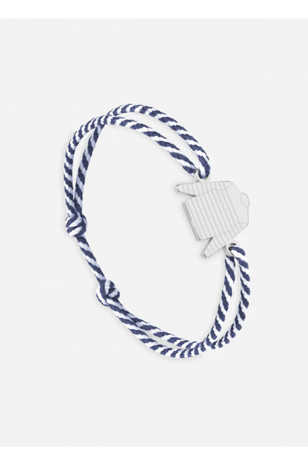 Bracelet Marinière Argent/rayé Blanc/Marine