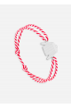 Bracelet Marinière Argent/rayé Blanc/Rouge