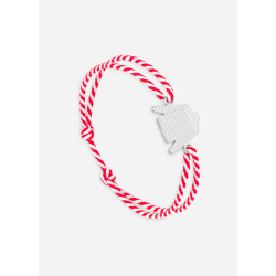 Bracelet Marinière Argent/rayé Blanc/Rouge