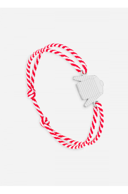 Bracelet Marinière Argent/rayé Blanc/Rouge