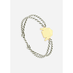 Bracelet marinière Or/rayé Blanc/Kaki