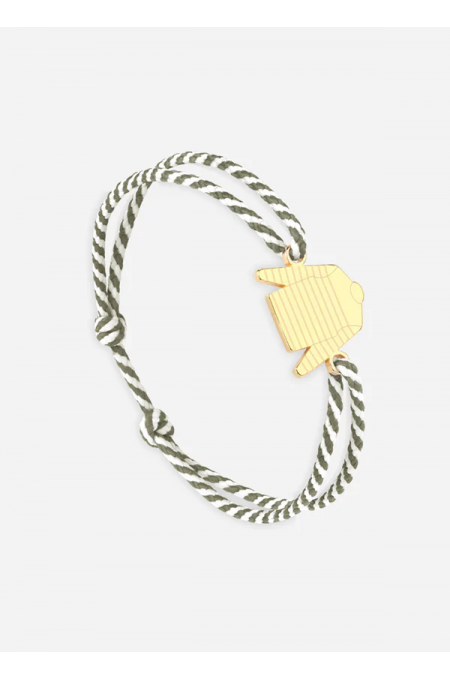 Bracelet marinière Or/rayé Blanc/Kaki
