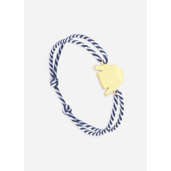 Bracelet marinière Or/rayé Blanc/Marine