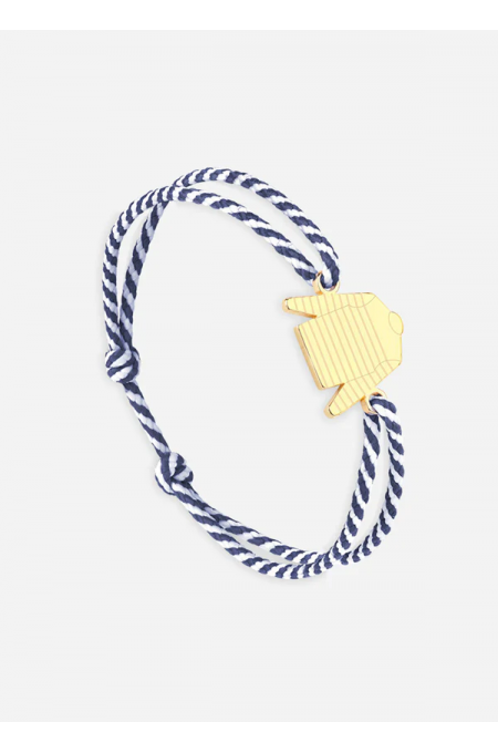 Bracelet marinière Or/rayé Blanc/Marine
