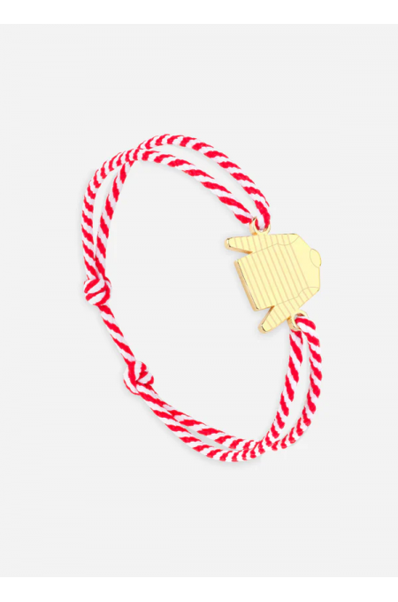 Bracelet marinière Or/rayé Blanc/Rouge
