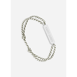 Bracelet logo Argent/rayé Blanc/Kaki