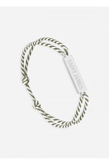 Bracelet logo Argent/rayé Blanc/Kaki