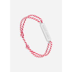 Bracelet logo Argent/rayé Blanc/Rouge