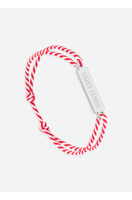Bracelet logo Argent/rayé Blanc/Rouge