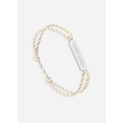 Bracelet logo Argent/rayé Blanc/Beige